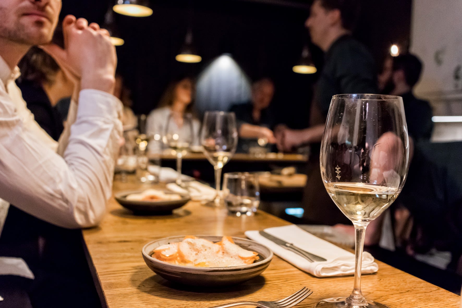 a view from the table inside of Ox restuarant in Reykjavik