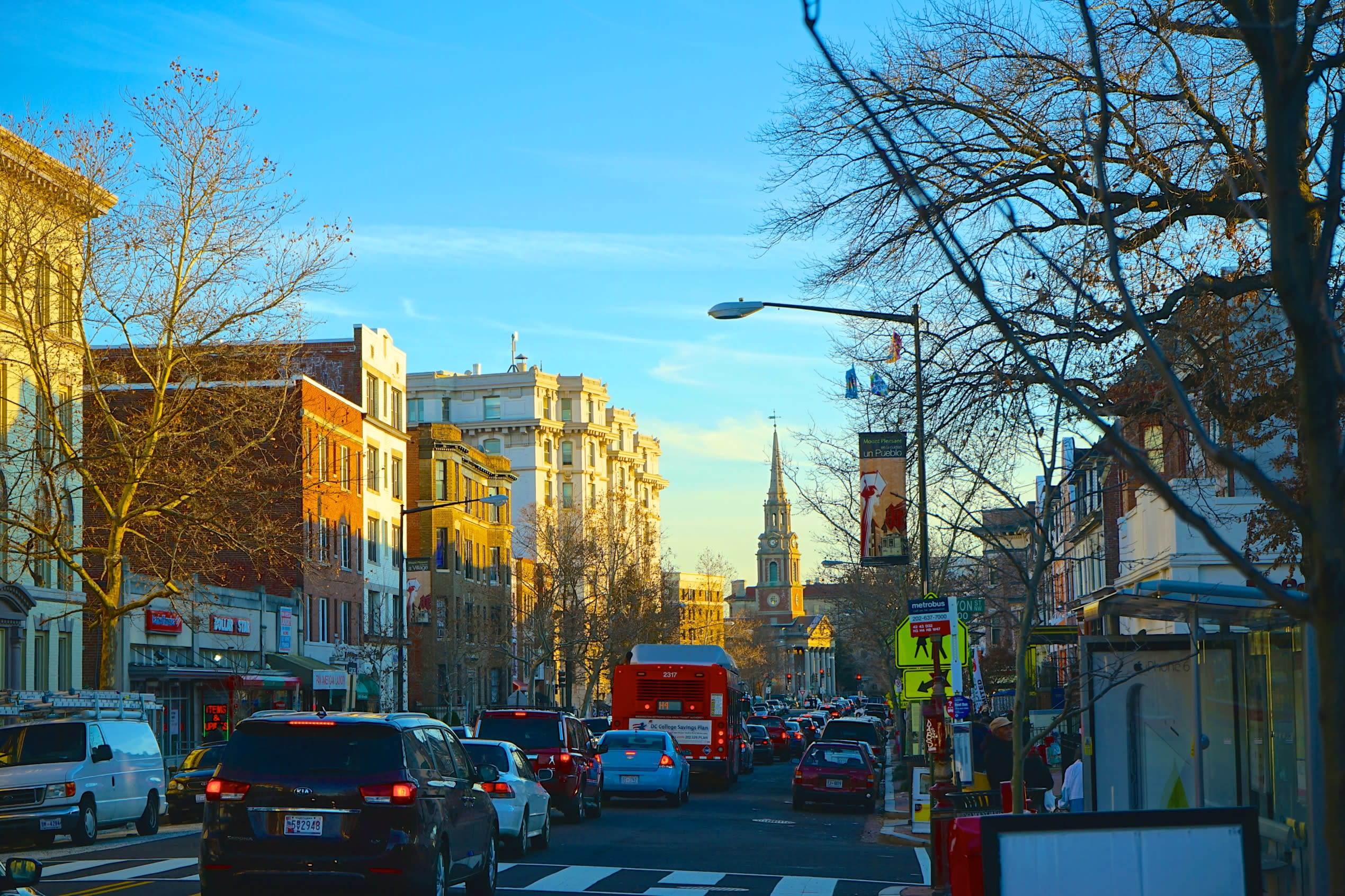 a view of Mount Pleasant in Washington DC, as seen from the street level